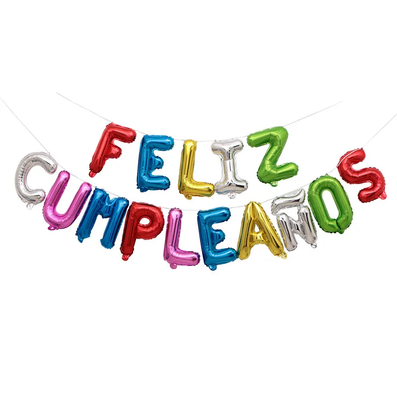 FELIZ CUMPLEANOS с надписью воздушный шар из фольги алфавит в Испании на день рождения