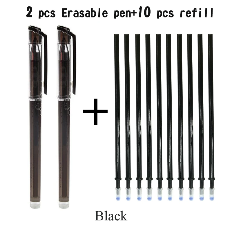 12 шт./лот стираемая ручка Penna Cancellabile Uitwisbare ручка Penne Cancellabili Stylo Effacable Refill Boligrafo Borrable ластик