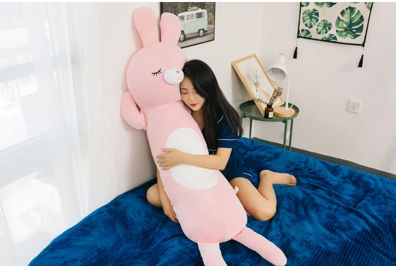 Dorimytrader New Kawaii Pink Pig plush toy Giant Anime rabbit sleeping pillow Animals Husky Hamster Cushion for Children Friend Gift 110cm 130cm DY50511 (9)