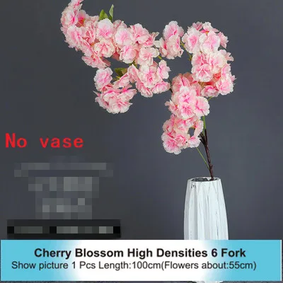 High Densities 4 6 fork Fake Cherry Blossom Flower Branch Begonia Sakura Tree Stem for Event Wedding Tree Deco Artificial Decora - Цвет: High 6 Fork