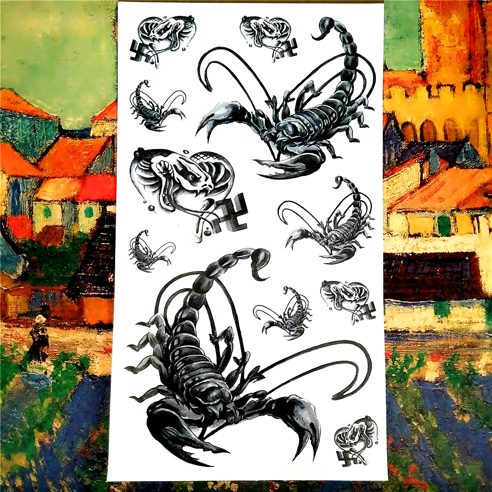 نو-TATY الأسود القاتل العقرب الوشم المؤقت الجسم الفن فلاش لصاقات وشم 17*10 سنتيمتر للماء وهمية الوشم سيارة التصميم ملصقا نو-TATY الأسود القاتل العقرب الوشم المؤقت الجسم الفن فلاش لصاقات وشم 17*10 سنتيمتر للماء وهمية الوشم سيارة التصميم ملصقا