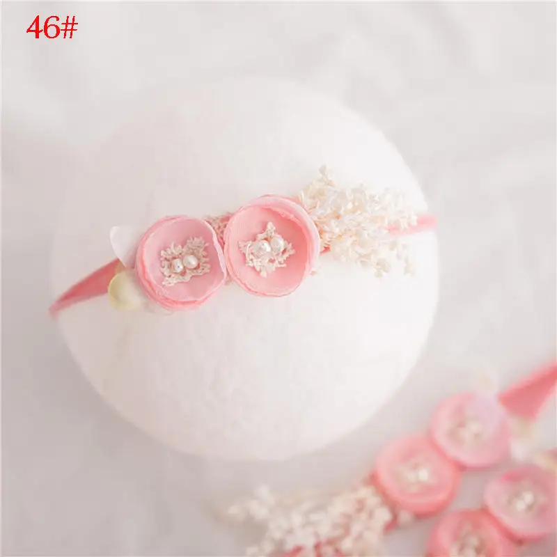 BalleenShiny Baby Girl Hair Accessories Newborn Photography Props Infant Kids Nylon Headband Handmade Photo Headwear 1pc - Цвет: 46