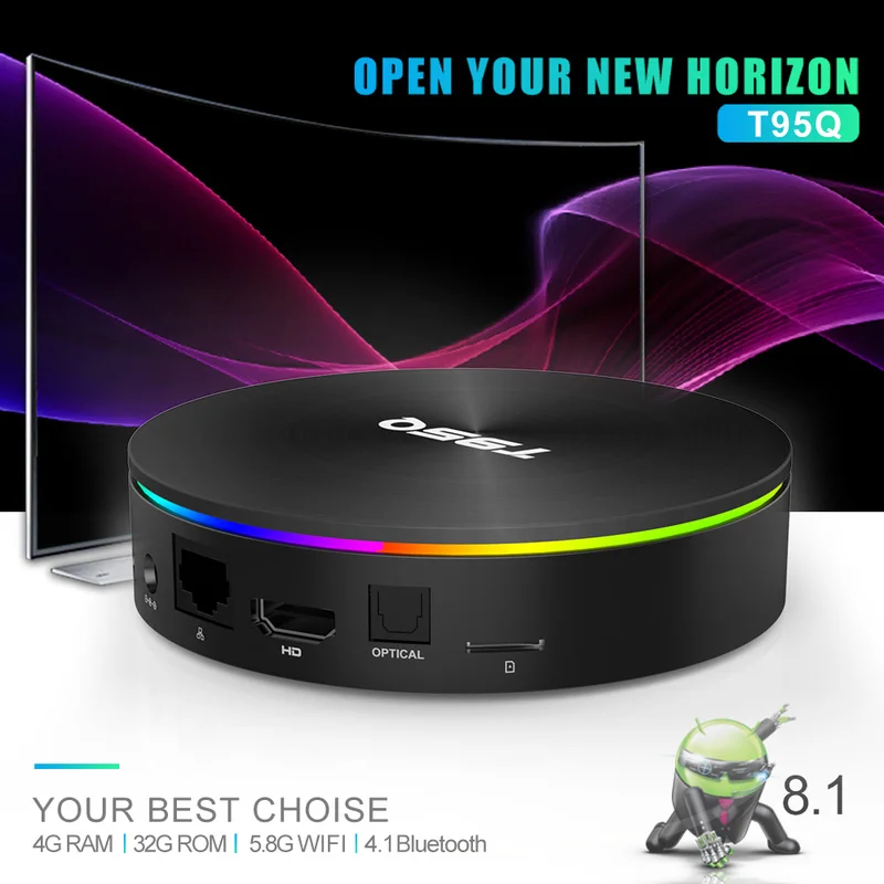 T95Q 4G + 32G Android 8 1 Smart Tv Box S905X2 четырехъядерный 2 и 5GHz двойной Wifi H.265 4K медиаплеер