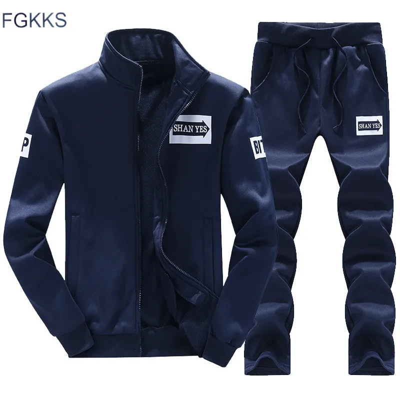 

FGKKS Men Warm Tracksuit Zipper Hoodies Men's Sportswear Tracksuit Luxury Brand Sportsuits Fashion 2 Piece Men's Tracksuit