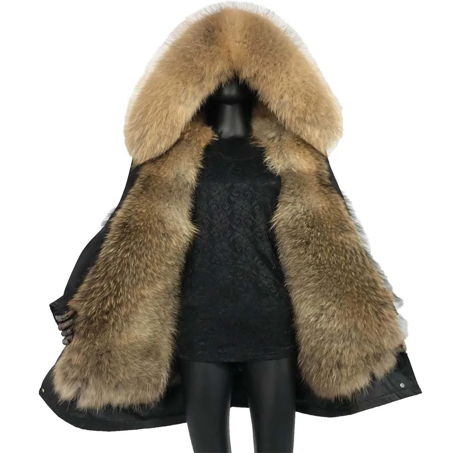 

fur parkas long women 2019 New Arrival luxurious real fur parkas thick warm raccoon fur collar hood mink muskrat fur liner hoode