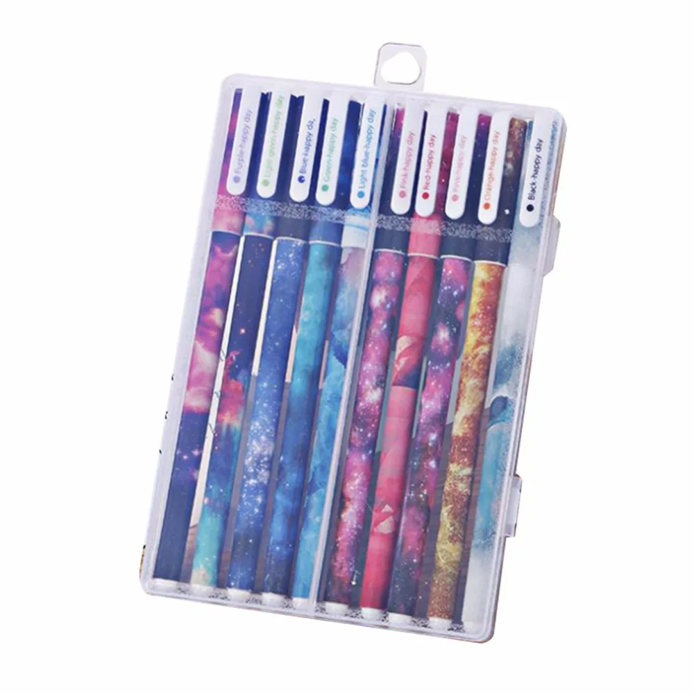 

1 Set 10PCS 17cm Color Pen Star Pictures Gel Pens Pink Blue Color Boligrafos Canetas Escolar Cute Stationery Gifts For Students