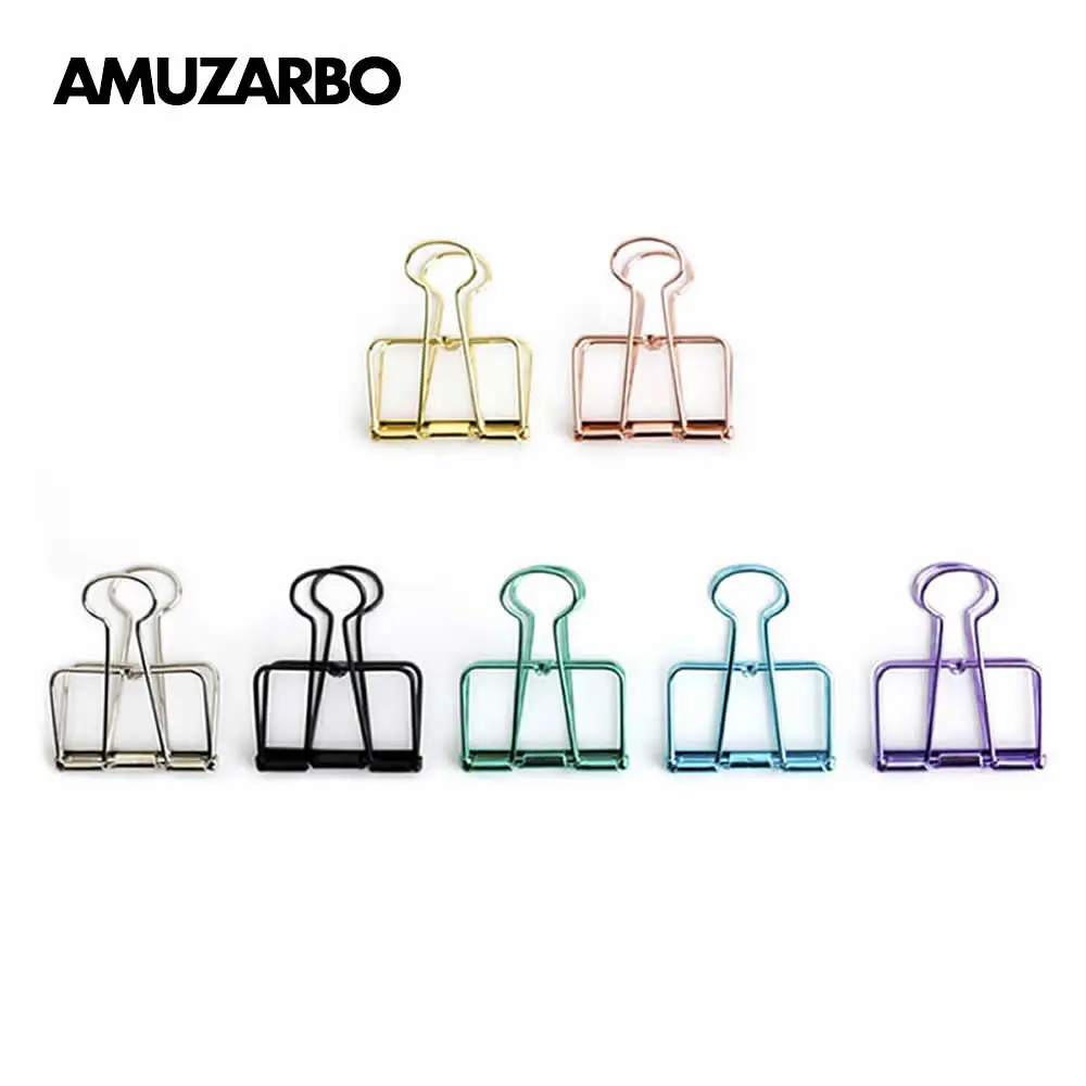 

Cute Color Metal Hollow Binder Clip Storage Book Clip Hand Account Invoice Paper Clip Clamp