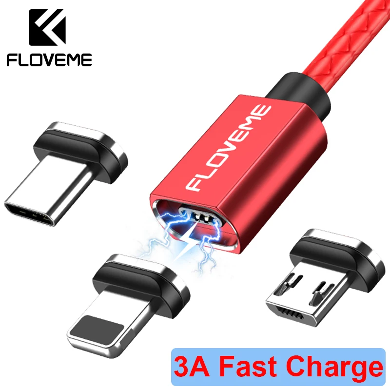 

FLOVEME 3A Magnetic Cable For iPhone XR XS MAX Magnet Fast Charger Cable Micro USB Charging Cable For Samsung S6 Xiaomi USB Cabo