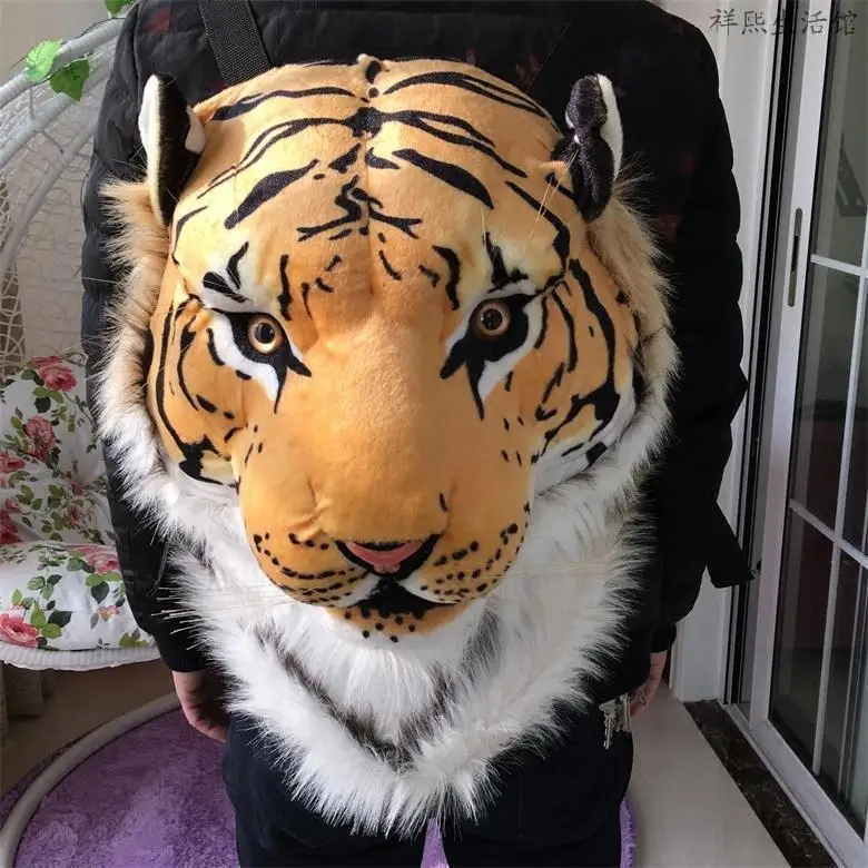 

High Quality 3D Tiger Head Backpack Cartoon White Women Men Casual Daypacks for Travelling Kids Bags Bolsas NEW