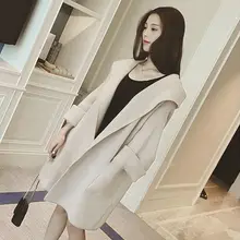 Осенне-зимнее шерстяное пальто женский женский легко застёгивающийся длинный секционный Повседневный Кардиган