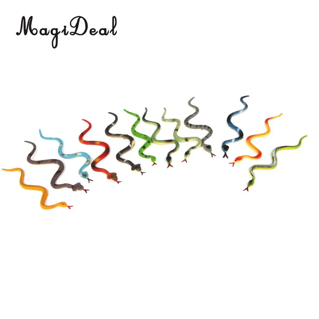 High Simulation 12Pcs Plastic Fake Reptiles Animal Snake Animal Model Toy for Children Kids Party Decor Gag Friends Gift