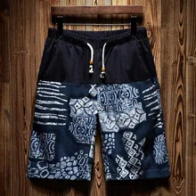 Новые мужские шорты,, повседневные пляжные шорты мужские, новые летние повседневные, в этническом стиле, свободные, хлопковые, конопли, пляжные шорты, брюки