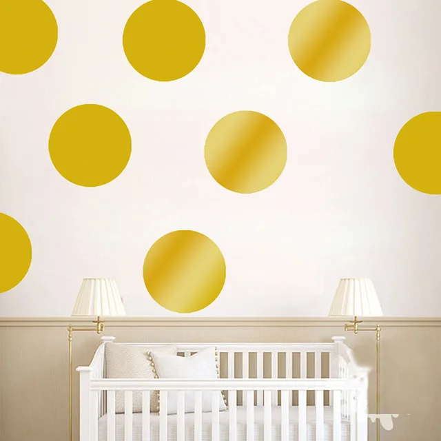 Gold Polka Circle Dots Wall Stickers For Kids Girls Boys Rooms Nursery