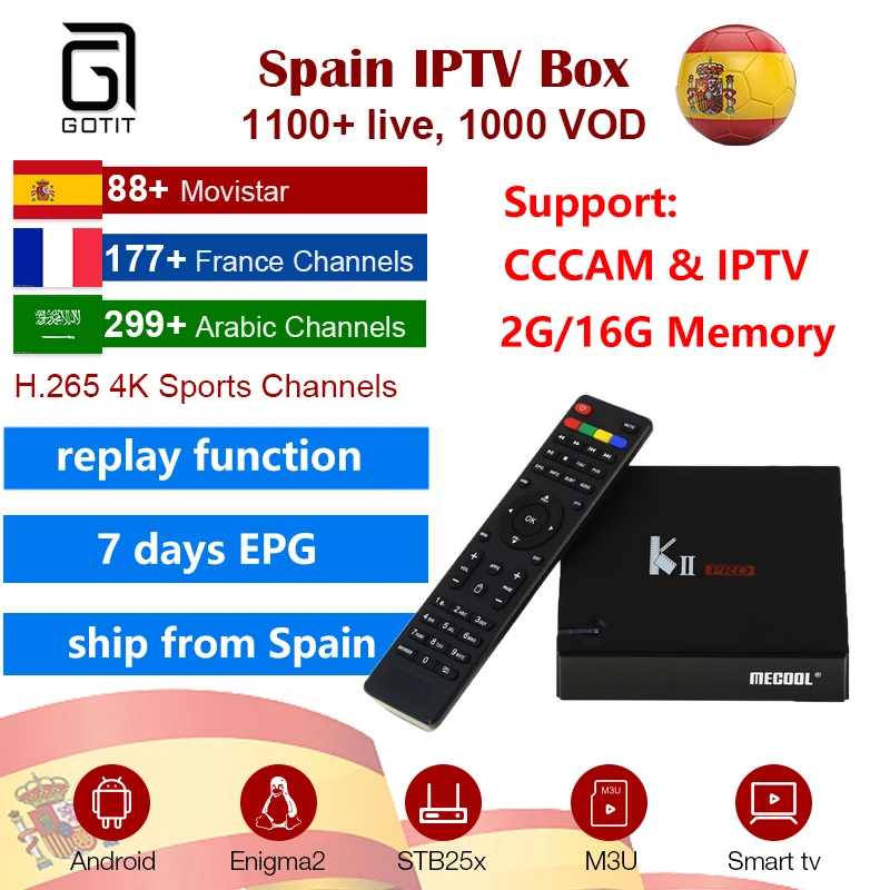 

KIIPro Android TV Box Amlogic S905 BT4.0 2G+16G WIFI IPTV & Cccam DVB-S2/T2 K2PRO Set Top Box Satellite Receiver Ship From Spain