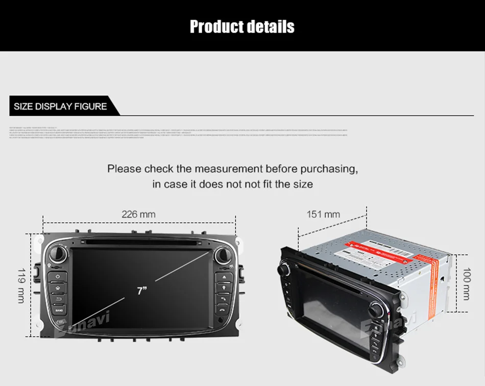 Clearance Eunavi Quad Core 2 Din Android 9.0 Car DVD Player Car Radio with GPS+WIFI+3G for Ford focus 2 dab Galaxy Transit Tourneo Mondeo 9