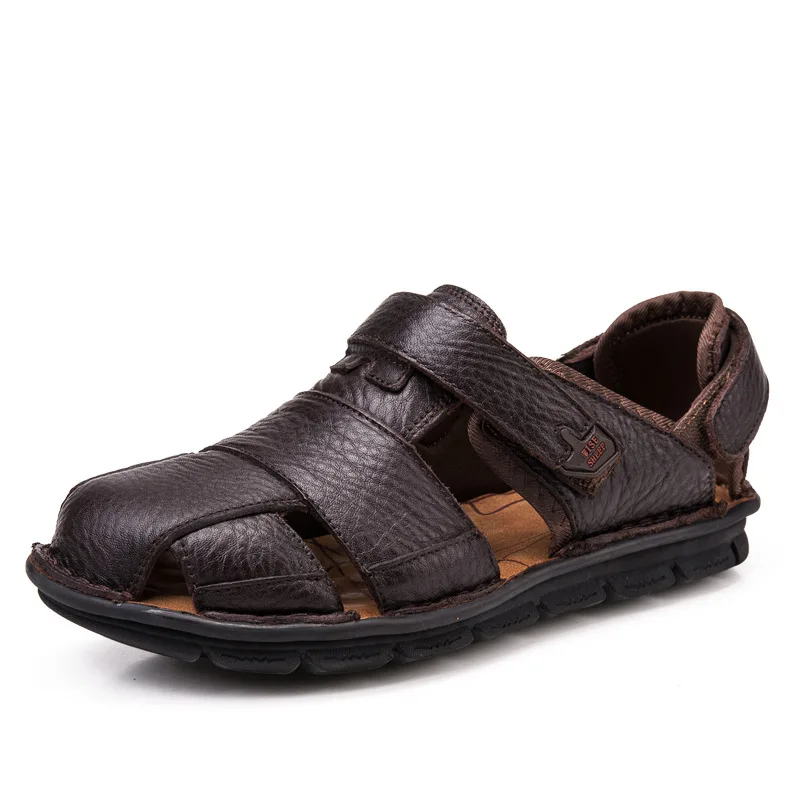 Real Leather Casual Summer Beach Sandals 2017 New Men Shoes Cowhide Genuine Mens | Обувь