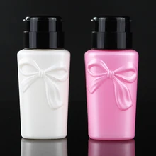 1Pcs 230ml Nail Pressure Bottle Plastic Bow-knot Liquid Alcohol Press Polish Remover Dispenser Cleaner Refillable Manicure Tool