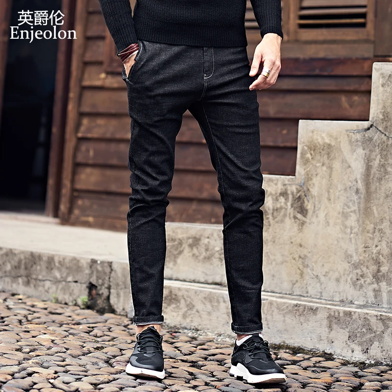 Enjeolon Mens Jeans Brand Black Jeans Men Fashion Long Trousers Mens Denim Jeans Pants Clothes KZ6141