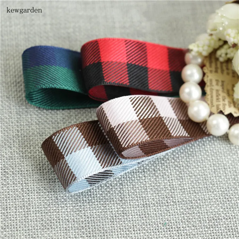 

Kewgarden 1" 1.5" 25mm 40mm Plaid Ribbons Handmade Tape DIY Bow Brooch Accessories Packing Grid Riband 10 Yards