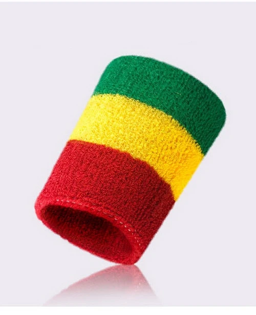 8*10 см, спортивный браслет на запястье для баскетбола, тенниса, поддержки, защитника, пота, для регги, панк, уличных танцев - Цвет: red yellow green
