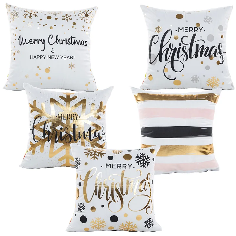 Hot Sale Christmas Pillow Covers Bronzing Throw Pillows Cushion Cool White And Gold Decorative Pillows Hot Sale Christmas Pillow Covers Bronzing Throw Pillows Cushion Cool White And Gold Decorative Pillows