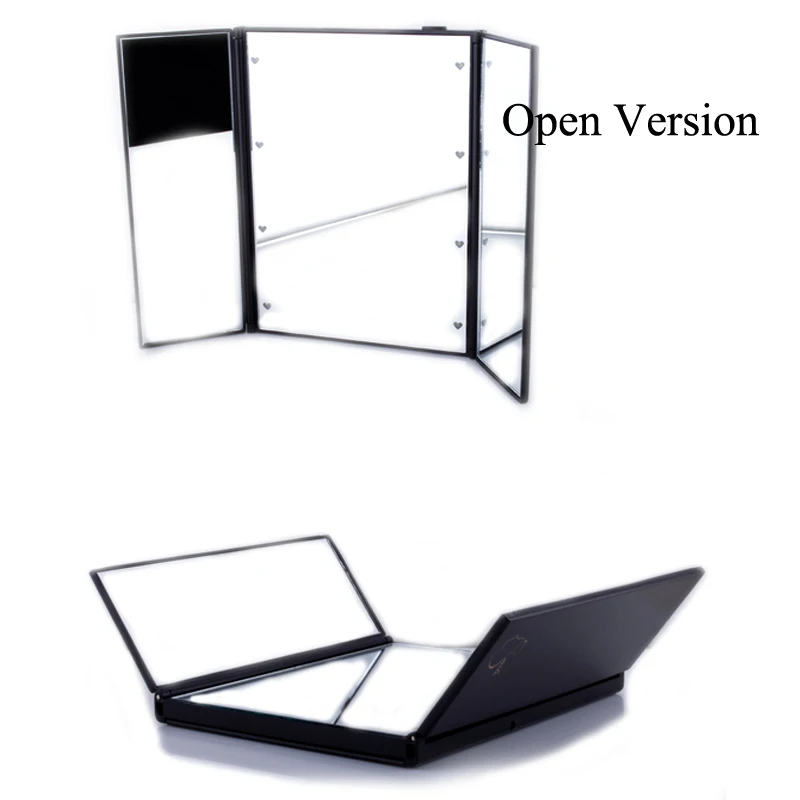 

New Portable LED Lamp Makeup Mirror Cosmetic Mirror Adjustable Three Folding Table Luminous Tabletop Countertop Light Mirror