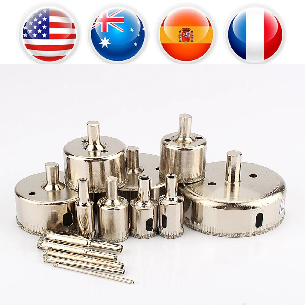 

Wholesale 14Pcs/Lot 3-70mm Diamond Coated Hole Saw Drill Bit Set Tool Cutter Bits For Ceramic Tiles Marble Glass Granite