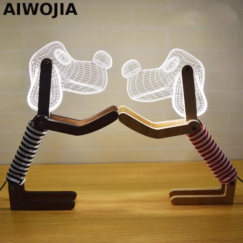 

Novelty 3d Led Lamp Dog wooden Usb Led Led Night Light Luminaria De Mesa Veilleuse Enfant Kids Lamp Powerbank Light Fixtures