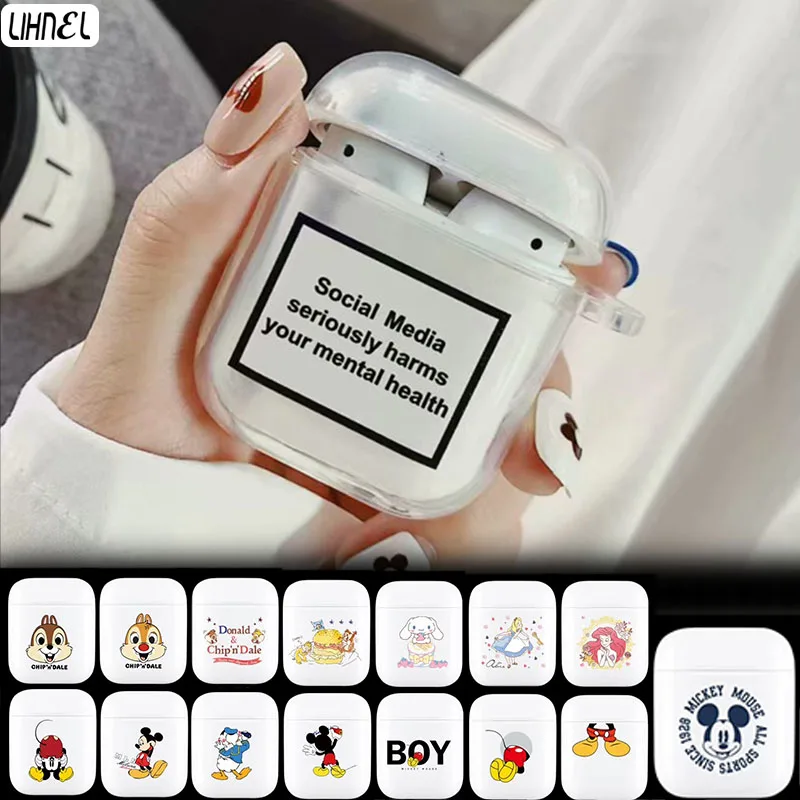 

Bags for Air Pods Miki Minnie Mouse Dale Chip Donald Daisy Cartoon Silicon Clear Case for Airpods Wireless Bluretooth Earphone