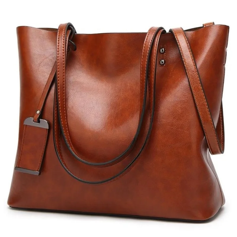 

2019 Waxing Leather bucket bags Simple Double strap female shoulder bags For Women Messenger Bags Lady All-Purpose Shopping tote