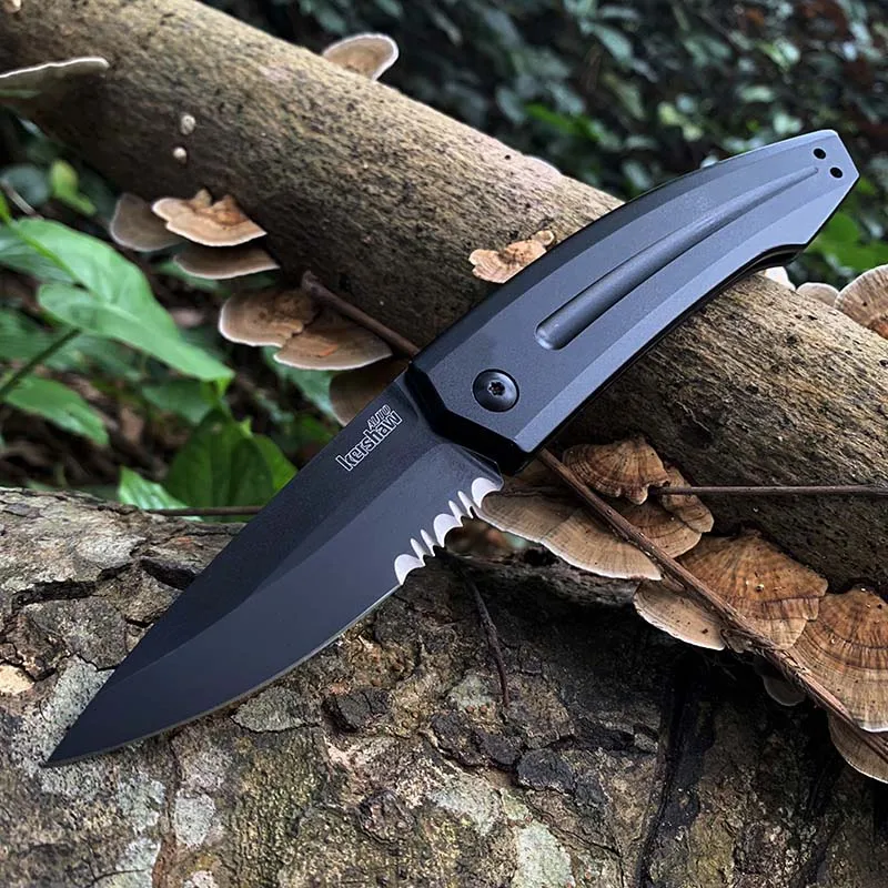 B black half tooth Промо-Акция! Высококачественный нож Kershaw 7200, складной нож с белым лезвием D2, походный нож, полностью алюминиевая ручка, инструмент для повседневного использования C81 C07 C11 - Цвет: B black half tooth