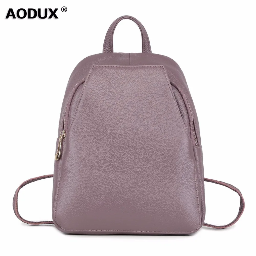 

AODUX 5 Colors Girls Teenagers Genuine Leather Backpacks Real Cowhide Women Backpack Female Top Layer Cow Leather Shoulder Bag