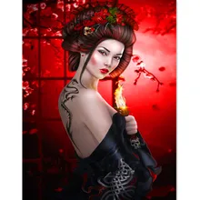 DIY фото на заказ, 5D алмазная вышивка крестиком полная Мозаика из буровых алмазов Алмазная вышивка Японская женщина Гейша домашний декор