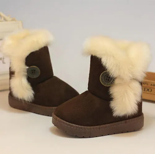 Все размеры 21-35, детские зимние сапоги теплые толстые плюшевые детские сапоги замшевые меховые ботинки для девочек детская зимняя обувь# XZ038 - Цвет: Coffee