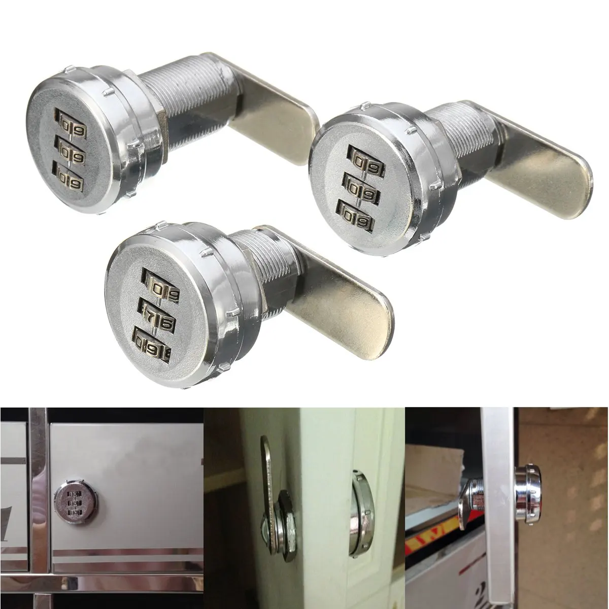 

20/25/30mm 3Digital Code Combination Cam Lock Mail Box Cabinet Locker Drawers Security Zinc Alloy