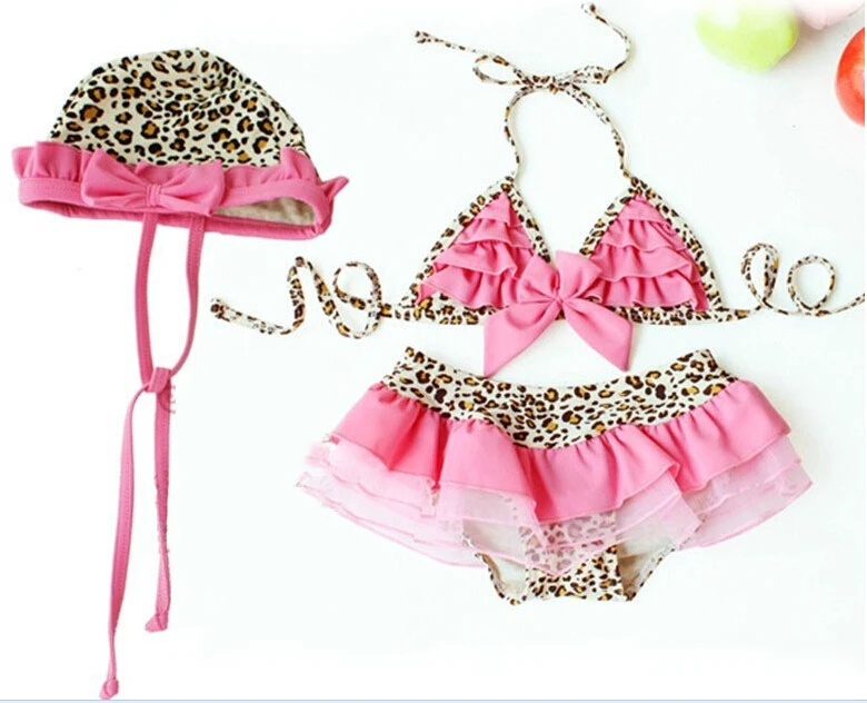 Toddler Kids Girls Tutu Swimsuit Swimwear Ruffle Bikini Skirt Bathing Suit Hat