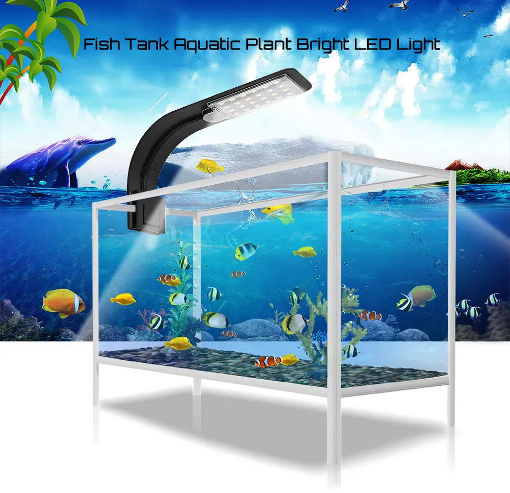 Ultra Thin 10W Fish Tank Lightings Aquatic Plant Bright LED Light With