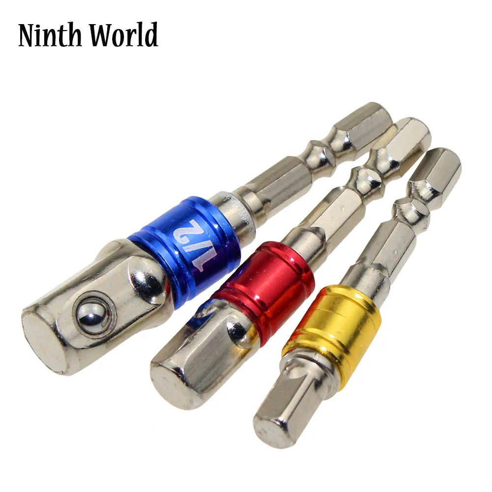 1//4/" 3//8/" 1//2/" Useful Power Tools Sockets Adapter Wrench Set Hex Square Nut Kits