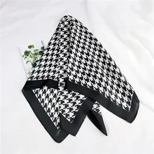 Классический шарф с узором «гусиная лапка» для женщин, повязка на голову, шелковый шарф, женская сумка, украшение, бандана, Женский носовой платок