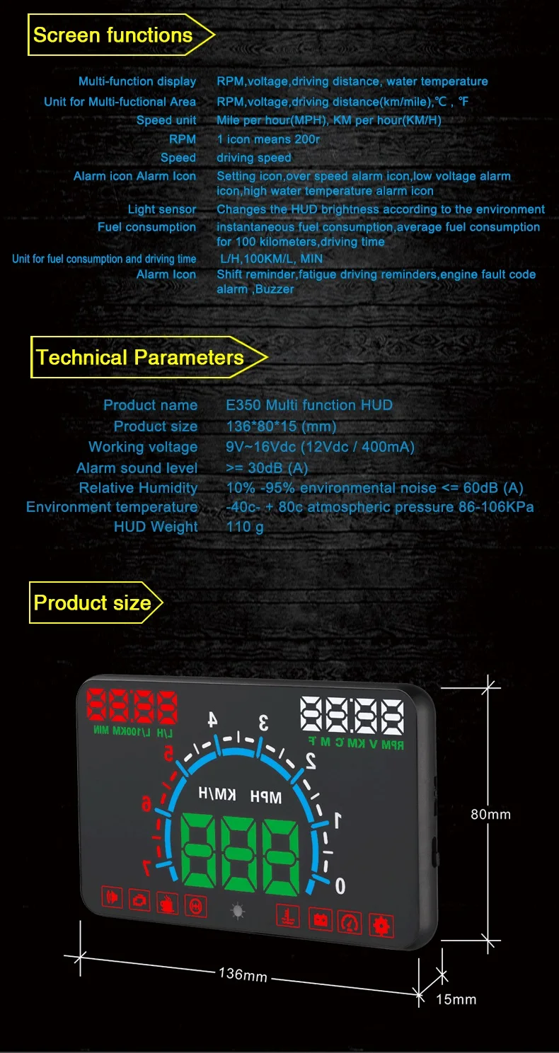 5,8 дюймовый Автомобильный спидометр OBD2 дисплей Авто HUD Дисплей на бортовой компьютер для автомобиля чистый код неисправности расход топлива инструмент