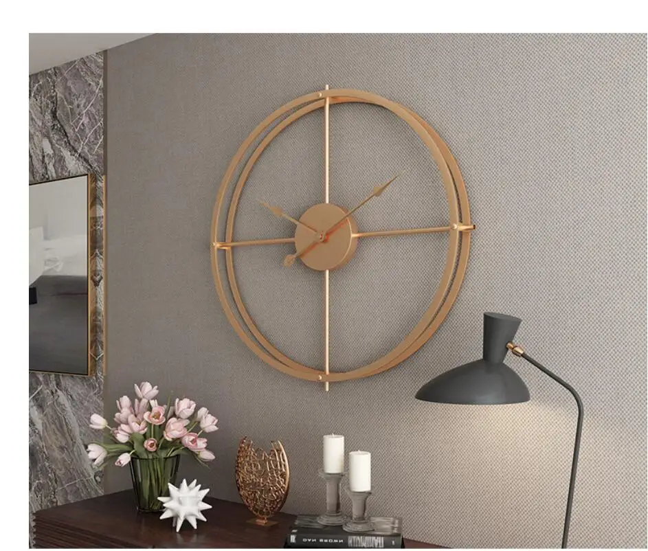 3D Круговой Ретро Римский 40 см кованый пустой Железный винтажный большой немой декоративный настенные часы на стену украшение для дома