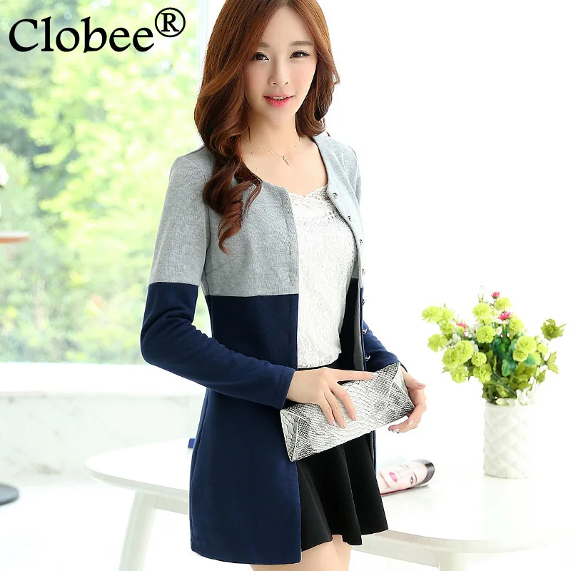 

cardigan women spring and autumn casual stitching knit sweater young girl long sweaters 5311 plus size M-4XL