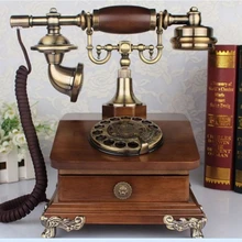 Классический Вращающийся набор из цельного дерева античный телефон модный телефон винтажный телефон