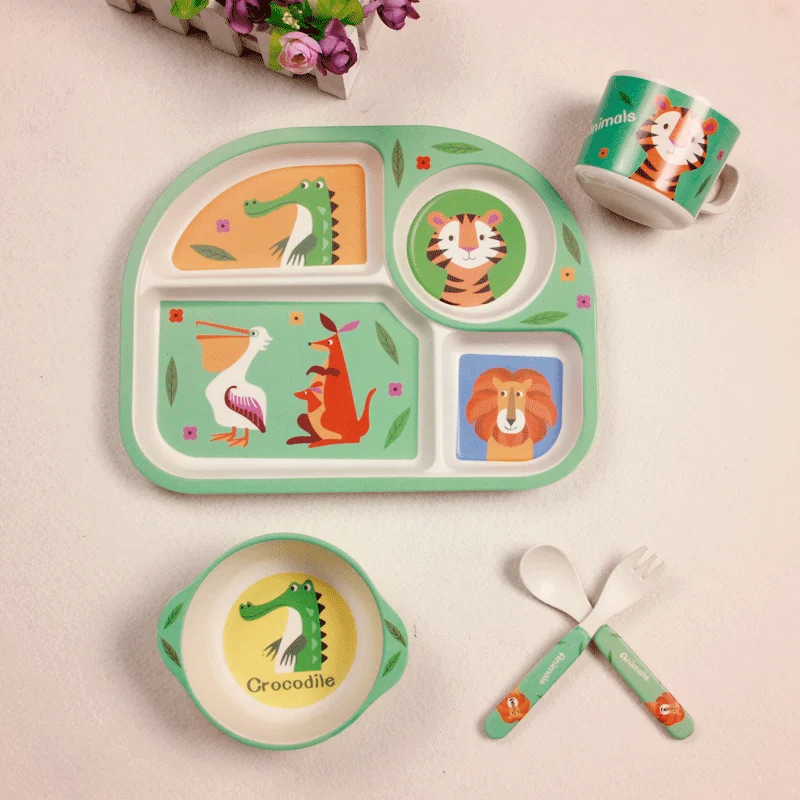 font b Baby b font Bamboo Fiber 5 Pcs Set Tableware Set font b Baby