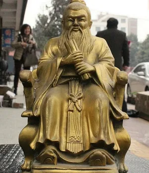 

YM 318 China Folk Brass Ancient Famous Philosopher Sages Confucius Kong Zi Saint Statue