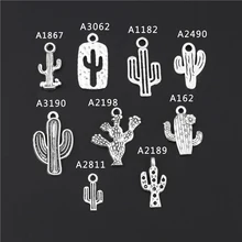 25 uds. Antiguo plata Vintage Cactus encantos encontrar colgante del desierto collares pendientes para mujeres regalo suministros de joyería hecha a mano