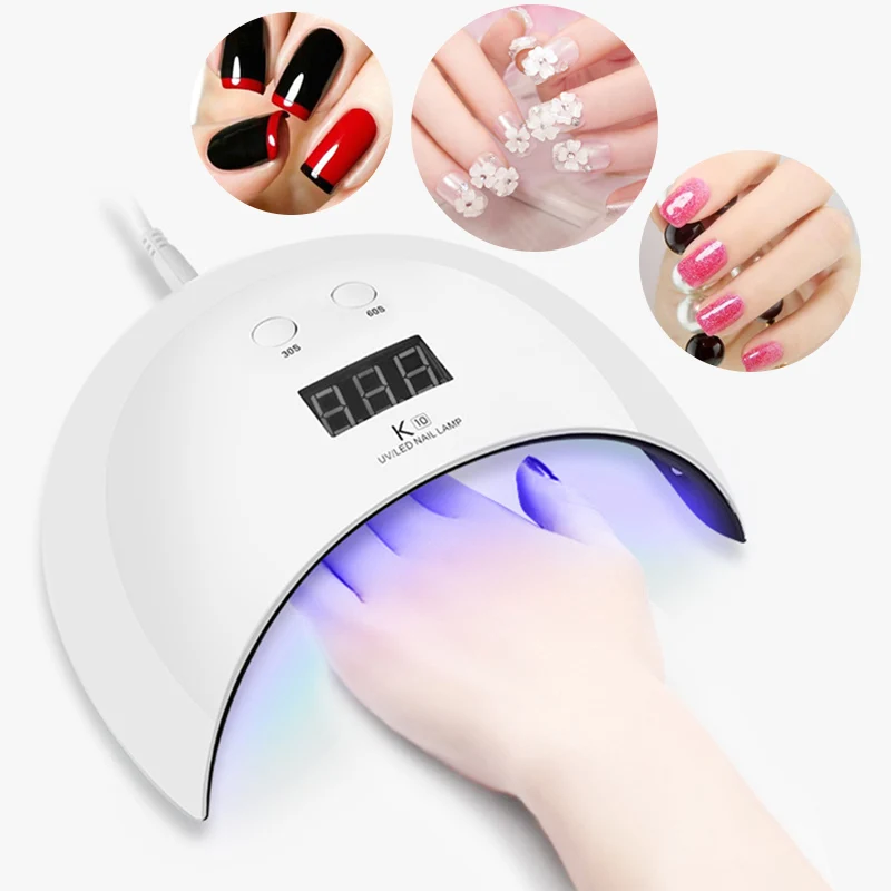 

2018 24W LED UV Nail Gel Curing Light Dual Light Source with Infrared Sensing Smart Timer Lamp for Nails