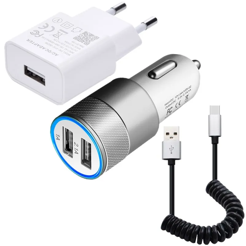 

USB EU Plug Charger with Type C Charge Cable for Lenovo Z6 Pro 5G Z6 Youth K6 Enjoy Tab V7 Z5s S5 Pro GT Dual Ports Car Charger