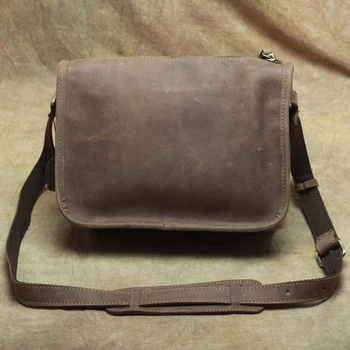 

Fashion unisex shoulder bag genuine leather women and men zipper crossbody bag casual retro style handmade original bag 2019