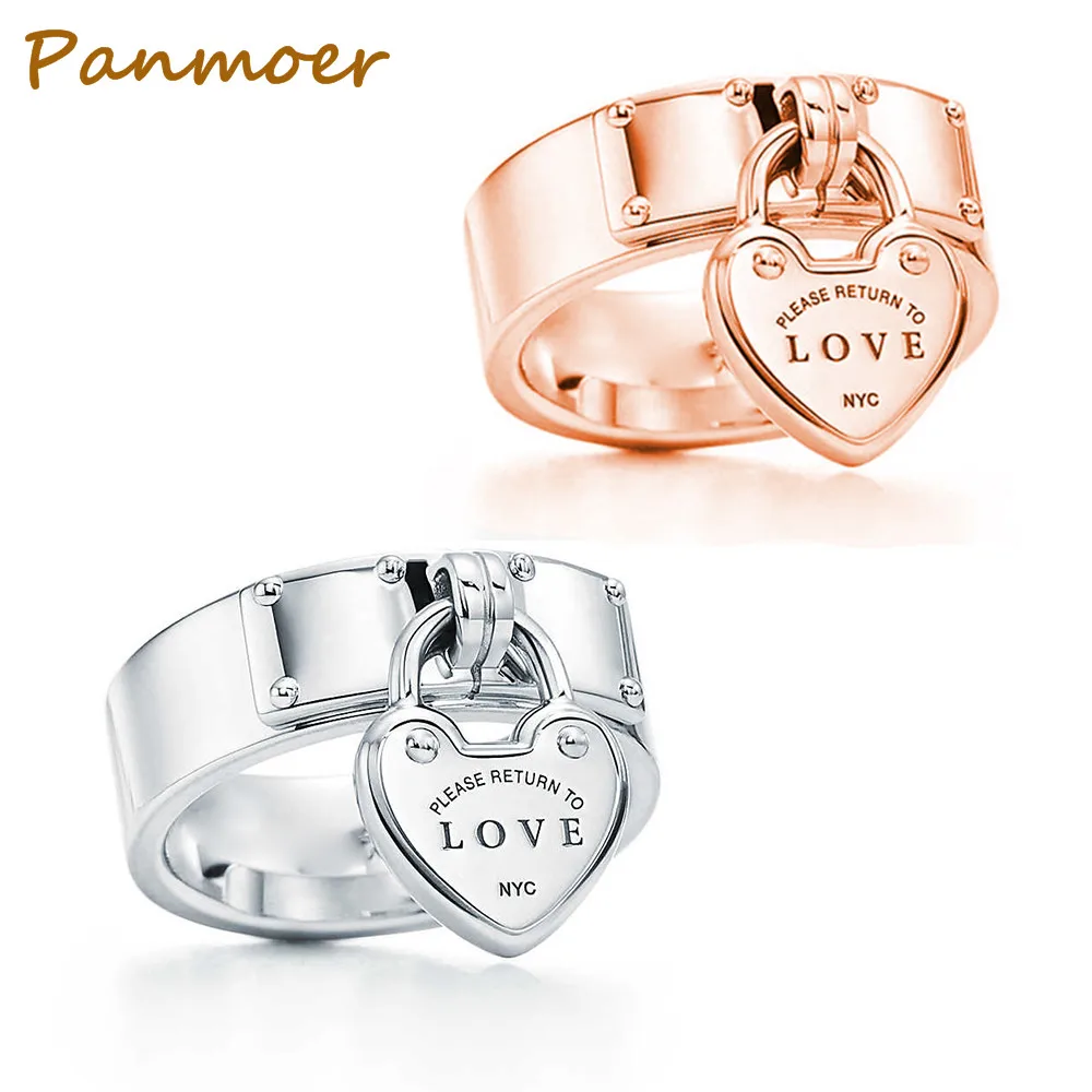 

brand 100% Sterling Silver 925 New Luxury Heart-Shaped Ring Simple Heart-Shaped double T Ring for women Gift charms jewelry
